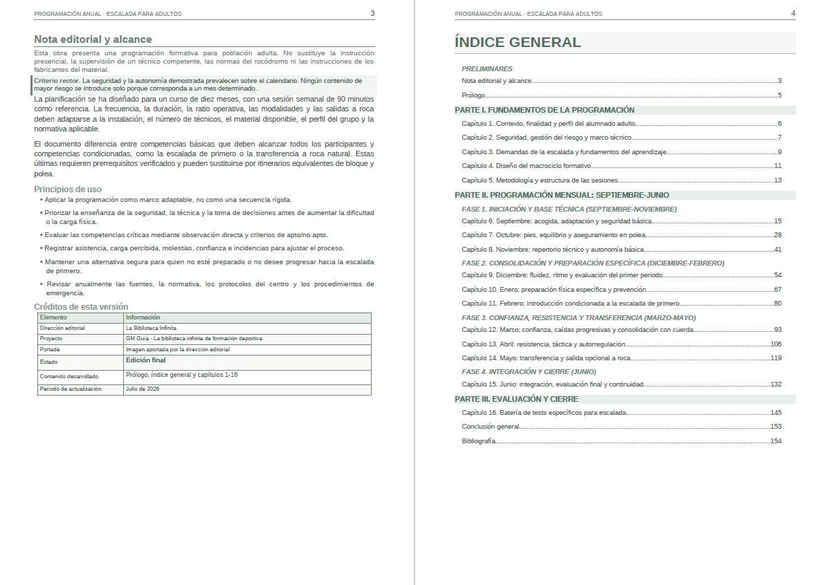 Programación anual para escuelas de escalada