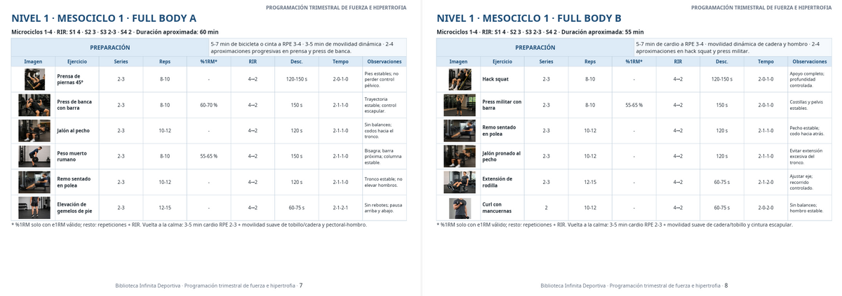 Nivel 1 Mesociclo 1 Full Body A y B