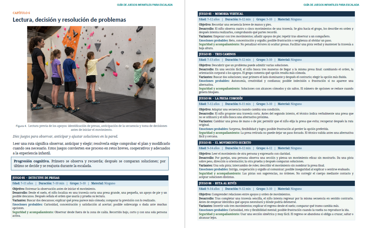 Guía de juegos infantiles para escalada